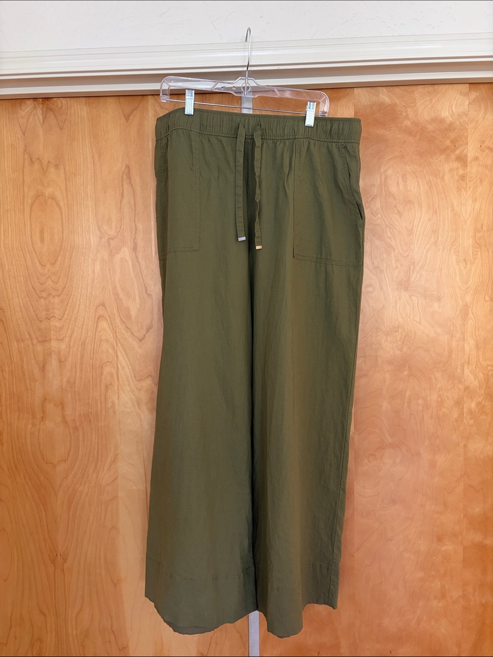 Zara Olive Green Wide-Leg Drawstring Pants